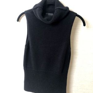 Intermix Black Turtleneck Sweater with Capped Sleeve
